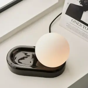 Luminosa Contour Globe Table Lamp Gloss Black Glaze