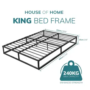 House of Home King Bed Frame Extra Strong Platform Black Metal Frame Bedroom Easy Build