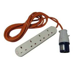 Camping 4 Way Extension Lead 10M (Electric Hook Up Cable Caravan Campsite)