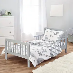 Kinder Valley 7 Piece Toddler Bed Bundle White with Kinder Flow Mattress - Woodland Tales Bedding