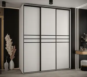 Bright White Sliding Wardrobe W190cm H205cm D60cm - Spacious Storage for Contemporary Living