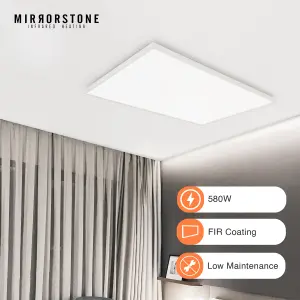 Mirrorstone 580W Classic Infrared Heating Panel With White Frame