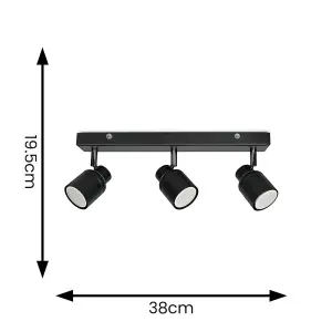 ValueLights Benton 3 Way Bar Bathroom Spotlight Black