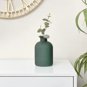 Melody Maison Green Frosted Glass Bottle Vase -18cm