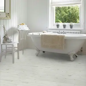 White Modern Wood Effect Anti-Slip Vinyl Flooring for Home, Shops, Offices, 2.0mm Thick Vinyl Sheet-6m(19'8") X 4m(13'1")-24m²