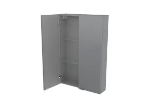 GoodHome Imandra Gloss Grey Double Bathroom Wall cabinet (H)90cm (W)60cm