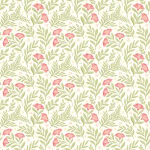 Hoopla Walls Petite Posy Coral Smooth Matt Wallpaper