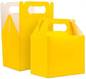 30Pcs Yellow Colour Cardboard Lunch Takeaway Birthday Wedding Carry Meal Food Cake Party Box Childrens Loot Bags