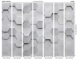 Origin Murals Grey Metal Geometric Hexagons Matt Smooth Paste the Wall Mural 350cm wide x 280cm high