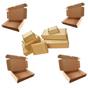 5 x Brown 10x7x3" Strong Single Wall Die Cut Packing Shipping Boxes