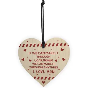 Red Ocean Funny Post Lockdown Anniversary Gifts Wooden Heart Gift For Boyfriend Husband Anniversary Gifts For Him