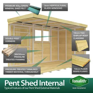 DIY Sheds 17x7 Pent Shed - Double Door Without Windows