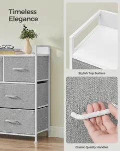 SONGMICS Fabric Drawer Chest, Bedroom Storage Cabinet, 7 Drawers with Handles, Metal Frame, Dove Grey and Cloud White