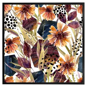 Autumn geometric flowers (Picutre Frame) / 16x16" / Oak