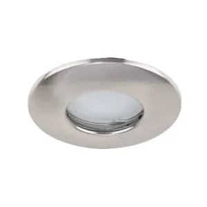 ValueLights Downlight Fire Rated IP65 Brushed Chrome Ceiling Light Fitting 4 Pack With Cool White Bulbs