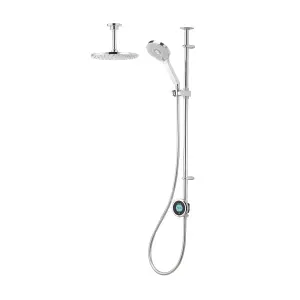 Aqualisa Optic Q Exposed valve Gravity-pumped Ceiling fed Smart Digital mixer 3-spray pattern Shower with & Ceiling-fixed head