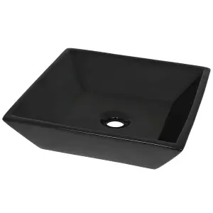 Berkfield Basin Ceramic Square Black 41.5x41.5x12 cm