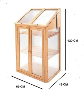 Wooden 3 Tier Plants Growth Double Door Greenhouse