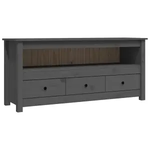 Berkfield TV Cabinet Grey 114x35x52 cm Solid Wood Pine