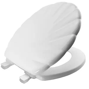  White Bemis Shell Slow Close Moulded Wood Take Off Toilet Seat w/ Sta-tite - 5900ELT 