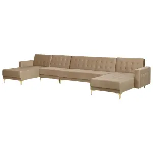 Large Sofa ABERDEEN Sand Beige Velvet Reversible