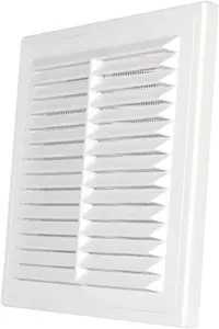 White Air Vent Cover 210x210mm -Interior and Exterior Wall Vents with Insect Grid Fly Net