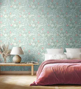 Hoopla Walls Seaweed Garden Seafoam Smooth Matt Wallpaper