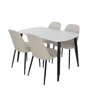 Core Products Aspen White 120cm Rectangular Dining Table with 4 Calico Plastic Duo Design Chairs