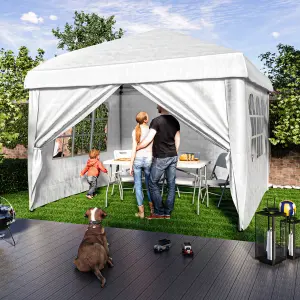 Garden Vida White Pop up Gazebo With Sides (H)2.6m (W)2.5m (D)2.5m Garden Outdoor Marquee Party Tent