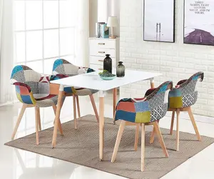 Single Patchwork Tub Fabric Dining Chairs Upholstered Dining ArmChair Multicolour