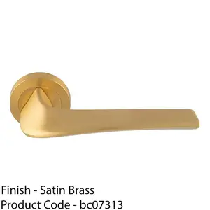 Premium Twisted Bar Door Handle Set - Satin Brass Designer Lever On Round Rose