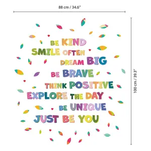 Walplus Colourful Inspirational Lettering Quote Kids Sticker PVC Multicoloured, Red, Green