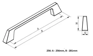 STILO - kitchen, bedroom and office cabinet door handle, 256mm, chrome