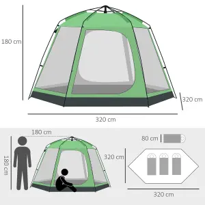 Outsunny 6 Person Camping Tent 2-Tier Pop-up Tent w/ Portable Carry Bag