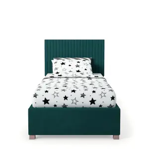 Rest Relax Emma Solo Ottoman Bed Plush Velvet Emerald Green - Single 3ft