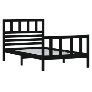 Berkfield Bed Frame Black Solid Wood 90x200 cm Single