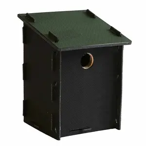 Eco Small Bird Box with 32mm Hole - Recycled LDPE Plastic/Wood - L17 x W17 x H26 cm