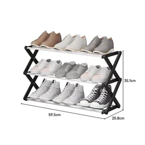 Black 3-Tier Foldable Narrow Space Saving Metal Shoe Rack Shoe Storage for 9 Pairs Shoe Organiser