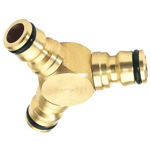 1/2" Male Y Splitter Piece Brass Three Way Garden Hose Male Quick Connector