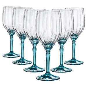 Bormioli Rocco - Florian White Wine Glasses - 380ml - Blue - Pack of 6