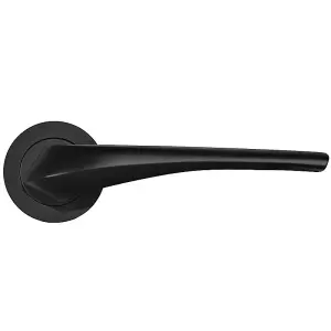 Z749 Lever Rose Matt Black Door Handles, Twirl Quad Lever Design - Handlestore