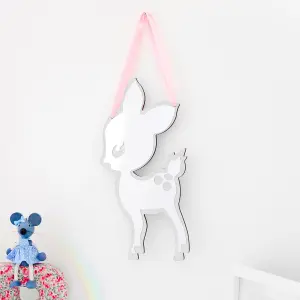 Acrylic Wall Mirror Shatterproof Wood Modern Wall Art Sticker Decal Home Decoration For Baby Room Children Kids (Bambi)