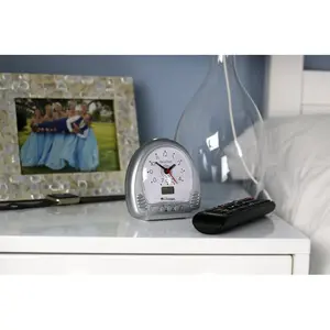 Analogue Mechanical Alarm Tabletop Clock in Silver