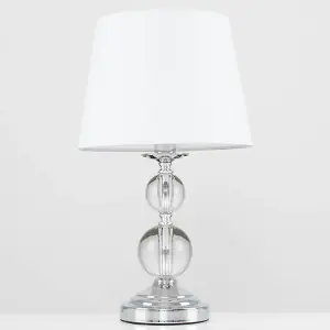 ValueLights Gatto Modern Polished Chrome and Acrylic Ball Touch Table Lamp with White Light Shade