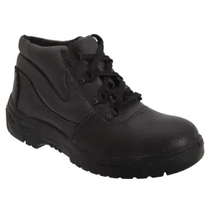 Grafters Mens Grain Leather Padded Ankle Safety Toe Cap & Steel Midsole Boots Black (45 EUR)