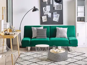 Beliani Glam Sofa Bed YORK Green Velvet