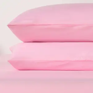 Brentfords Plain Duvet Cover Pillowcase Bedding Set, Pink - Single