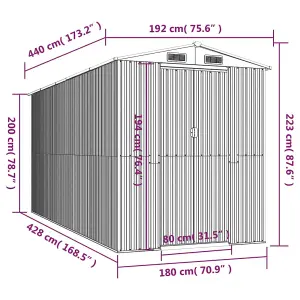 Berkfield Garden Shed Light Grey 192x440x223 cm Galvanised Steel