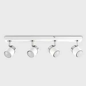 ValueLights Rosie Modern 4 Way Gloss White Straight Bar Ceiling Spotlight