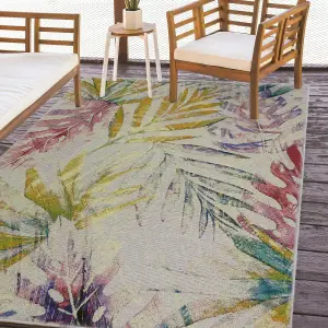 Tropicana Multicolour Leaf Medium Indoor & outdoor Rug, (L)170cm x (W)120cm